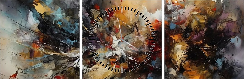 Obraz - Abstraktná grafika (s hodinami) (90x30 cm)