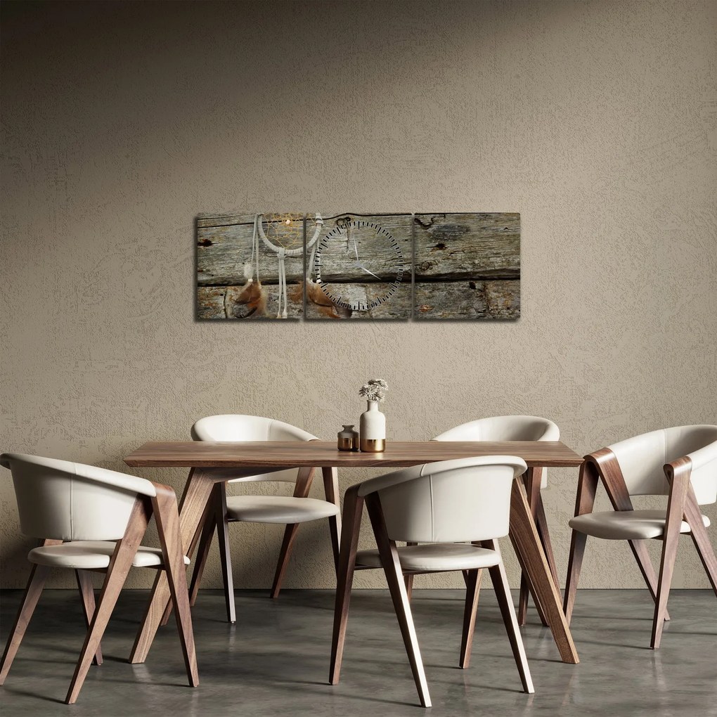 Obraz - Lapač snov (s hodinami) (90x30 cm)