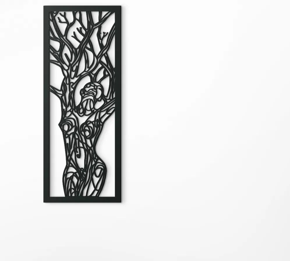 drevko Moderný umelecký obraz Žena a strom Rozmer obrazu: 44,5 x 17,5 cm, Farba dekorácie: Čierna