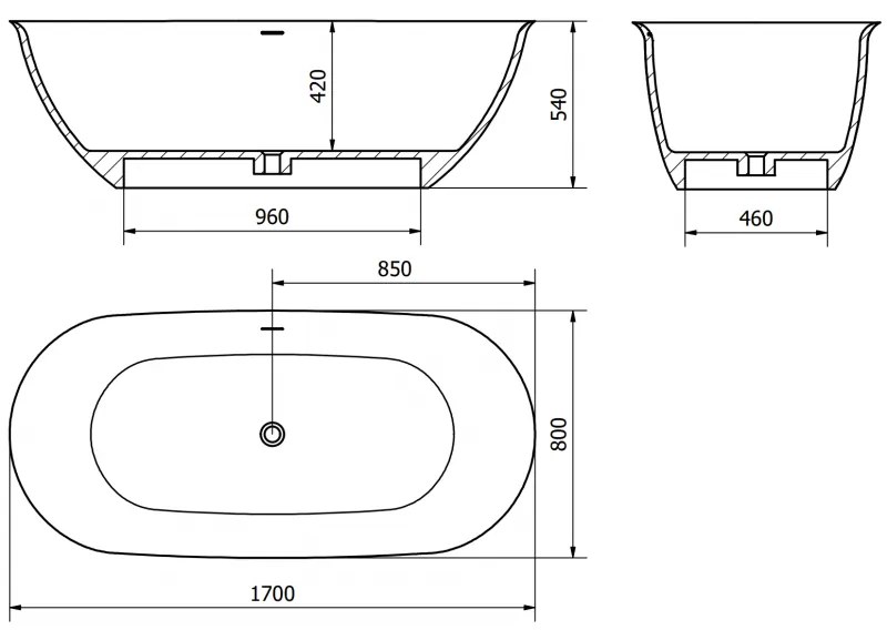 Mexen Siena, voľne stojaca vaňa z konglomerátu 170 x 80 cm, biela matná, 57291708000