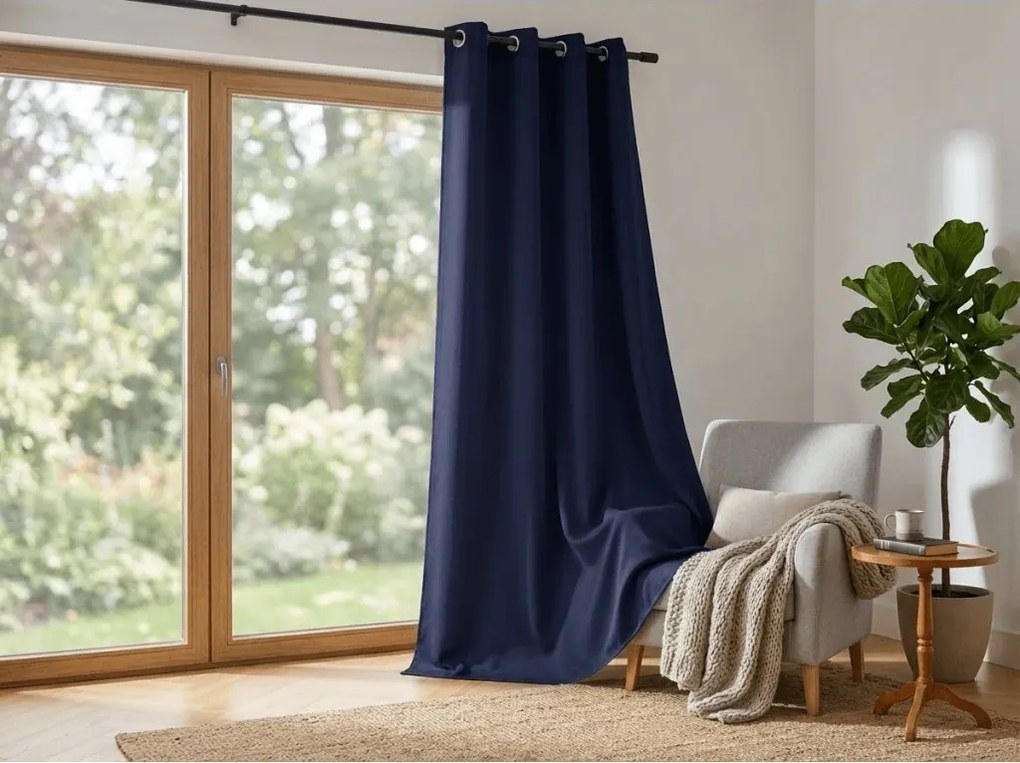Záves OXFORD LIGHT 140x270 cm, tmavomodrý Zavesenie: Riasiaca páska