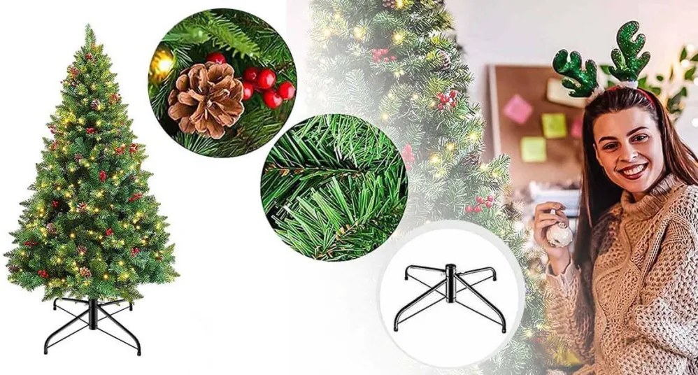 Vianočný stromček s LED diódami, rôzne typy, teplá biela, 100 LED- ov, 120 cm