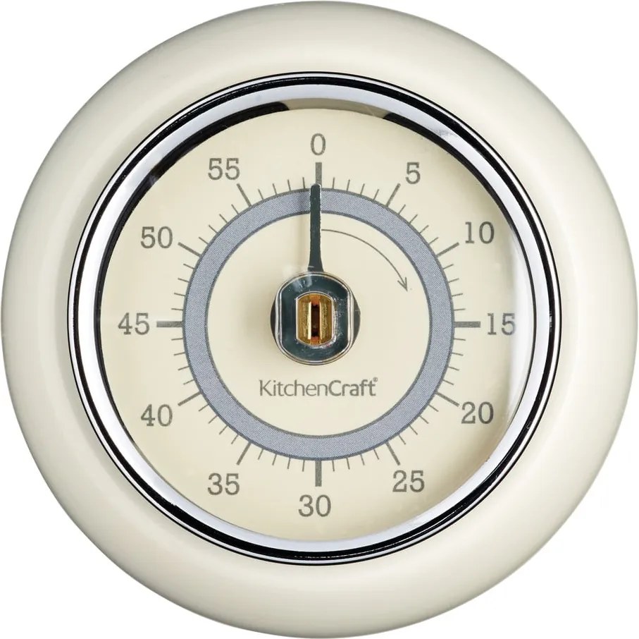 Kuchynská magnetická minútka v krémovobielej farbe Kitchen Craft Living Nostalgia, ⌀ 7,5 cm
