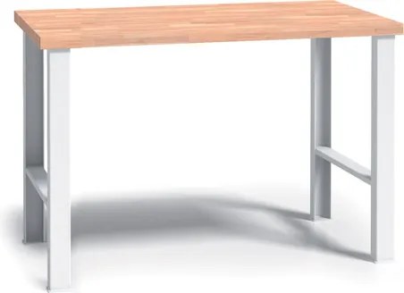 Pracovný stôl do dielne G3, buková škárovka, pevné kovové nohy, 1500 mm