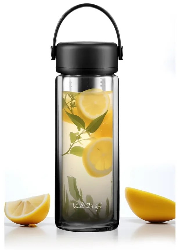 Čierna sklenená fľaša 350 ml Fuori – Vialli Design