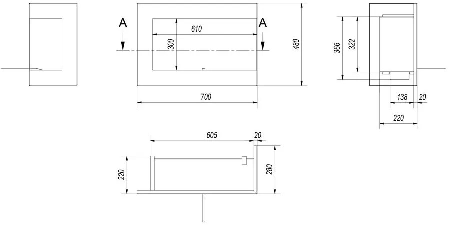 Rohový biokrb pravý Delta 700