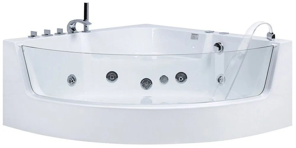 Vírivá vaňa s LED osvetlením 190 x 135 cm biela MARINA Beliani