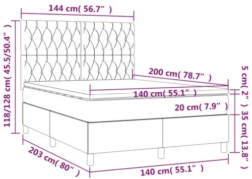 vidaXL Boxspring posteľ s matracom tmavosivá 140x200 cm látka-