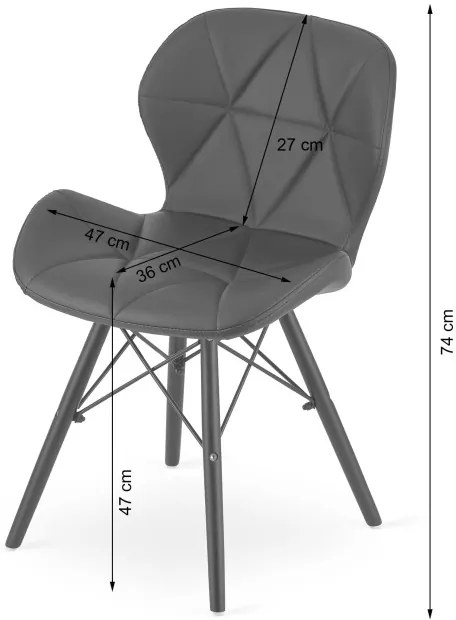 Set troch jedálenských stolička LAGO ekokoža biele (čierne nohy) (3ks)