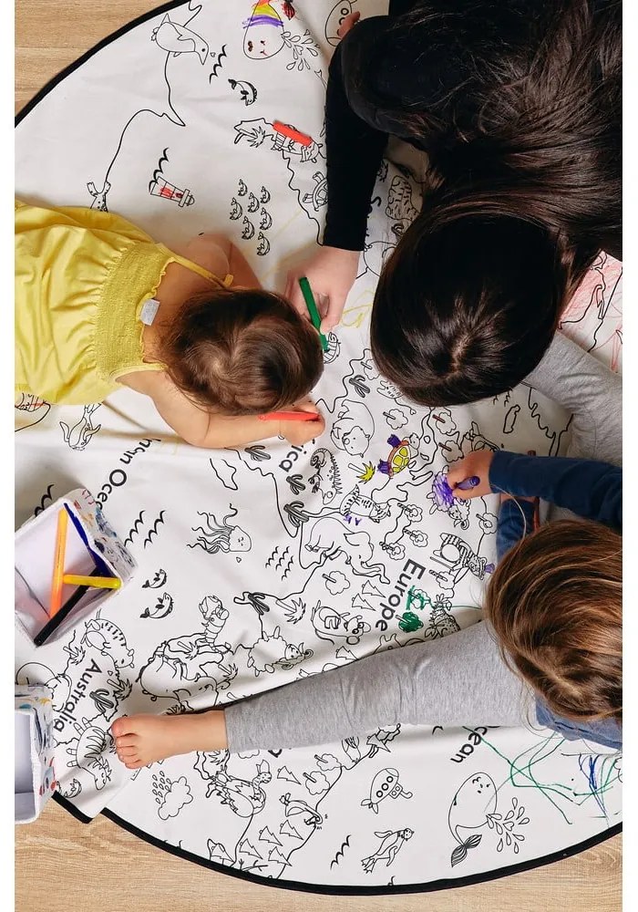 Vyfarbovací detský koberec Butter Kings Colouring World, ø 130 cm