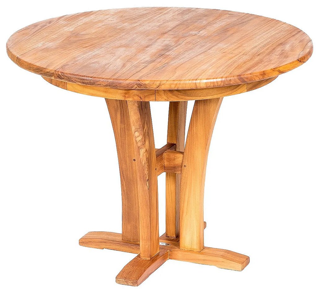 DEOKORK Teakový stôl DANTE Ø 120 × 78 cm | kruh | 4 nohy