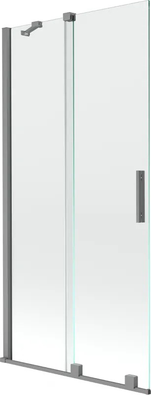 Mexen Velar, 2-krídlová posuvná vaňová zástena 95 x 150 cm, 8mm číre sklo, brúsený grafit, 896-095-000-01-95