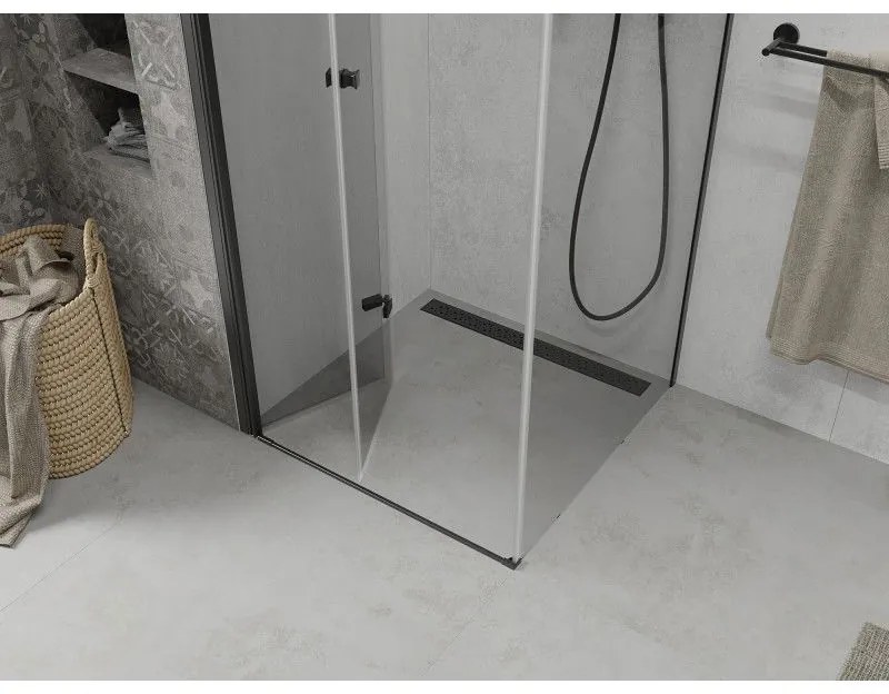 Mexen Lima, sprchovací kút 110 (dvere) x 110 (stena) cm, 6mm číre sklo, čierny profil, 856-110-110-70-00