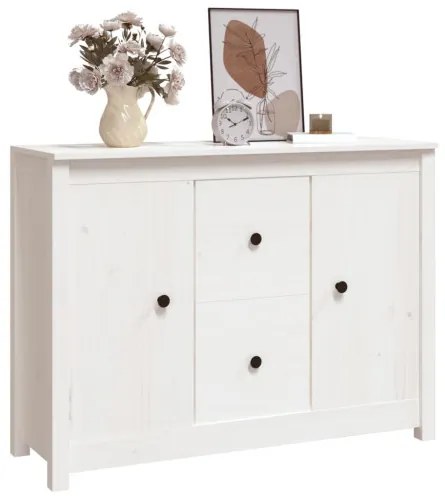 vidaXL Komoda biela 100x35x74 cm borovicový masív-