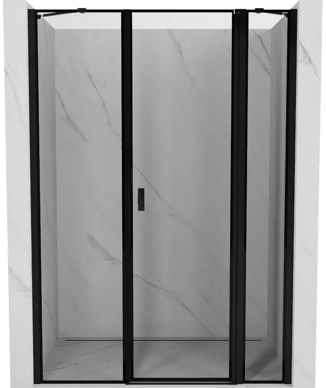 Mexen, Mexen Mist pravé otočné sprchové dvere 140 cm, čierny rám - 8A4-140-001-70-70-P