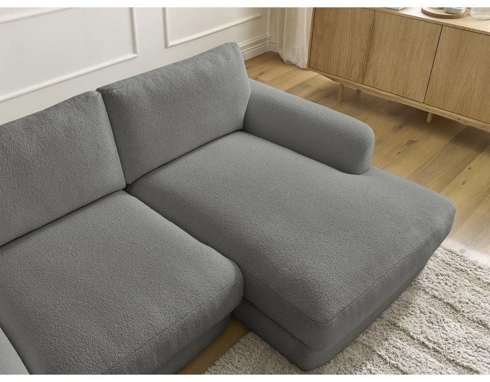 Tmavosivá rohová pohovka z textílie buklé (pravý roh/s leňoškou) Leonore – Bobochic Paris