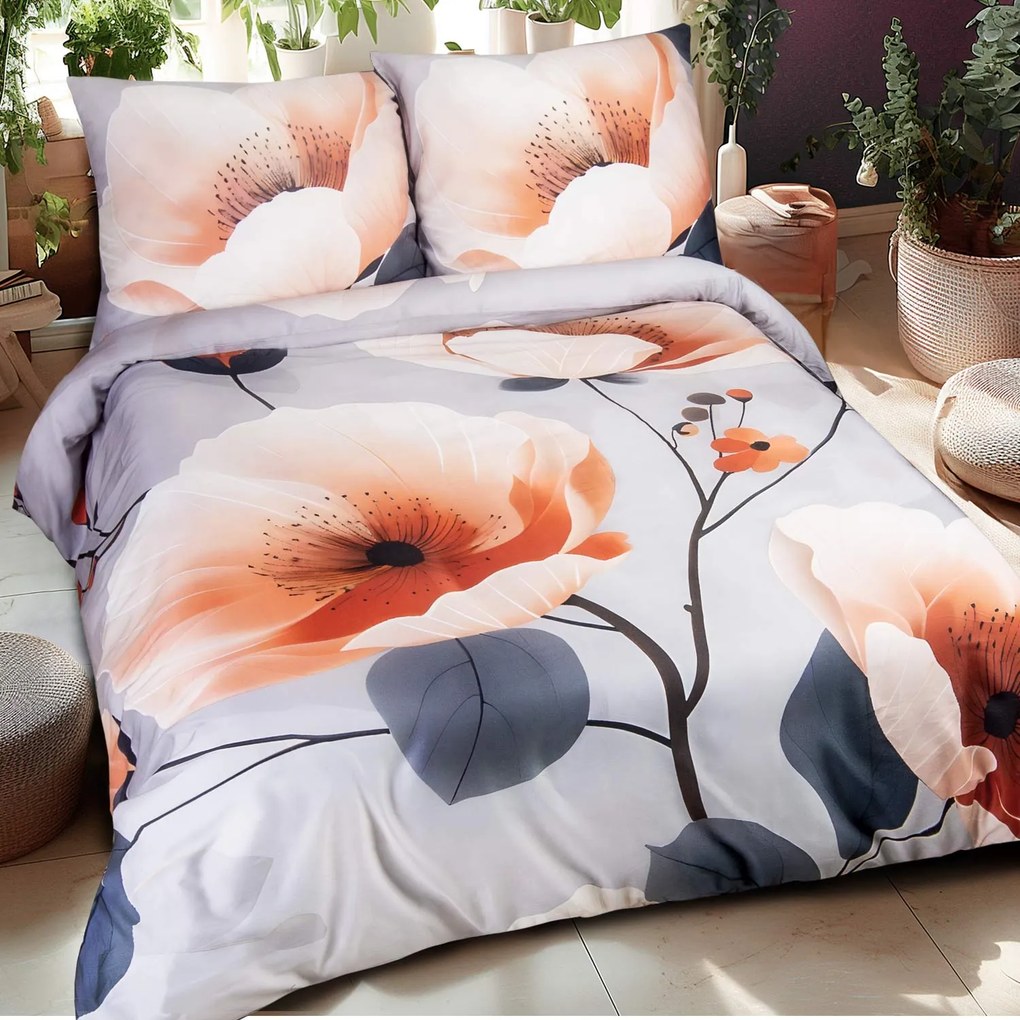 SATÉNOVÉ OBLIEČKY SATYNLOVE PREMIUM 220X240 CM, 2KS 50X70 CM KVETY