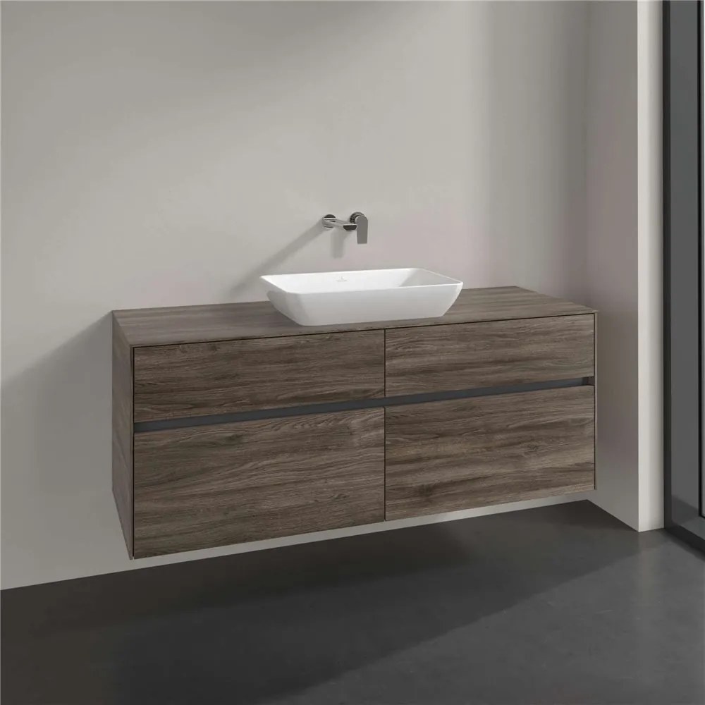 VILLEROY &amp; BOCH Collaro závesná skrinka pod umývadlo na dosku (umývadlo v strede), 4 zásuvky, 1400 x 500 x 548 mm, Stone Oak, C11600RK