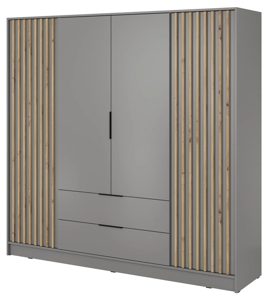 Šatníková skriňa Nelly 206 cm sivá/dub artisan