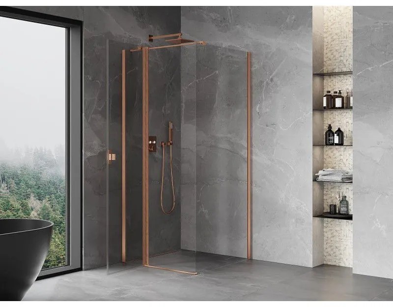 Mexen Mist T, sprchový kút s krídlovými dverami, 95 x 95 cm, 8mm číre sklo, medený profil, 8A4T-095-095-65-00