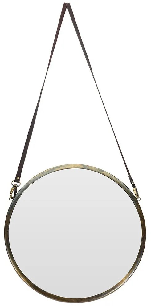 Okrúhle zrkadlo na koženom popruhu 42 cm