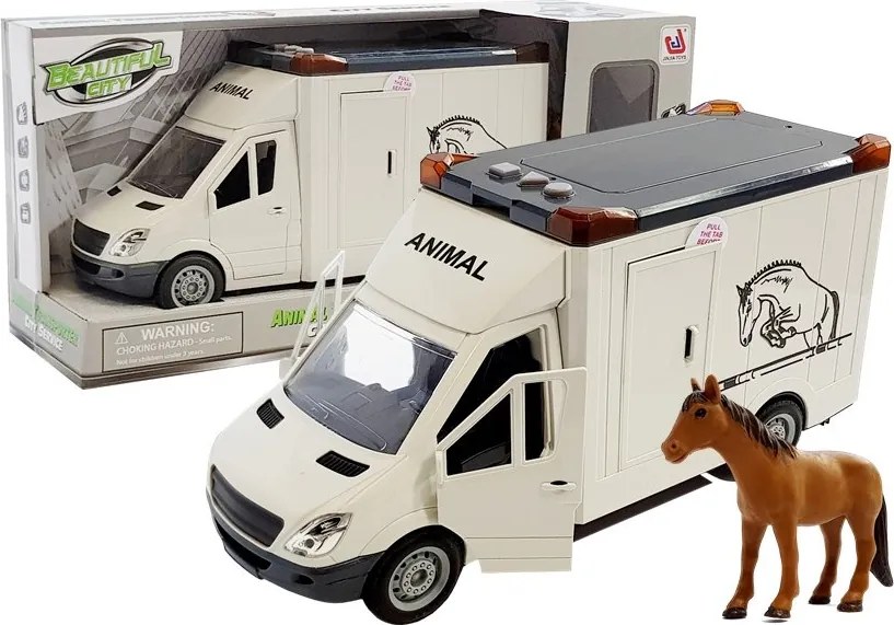 LEAN Toys Nákladné auto Konské dopravné vozidlo Biela