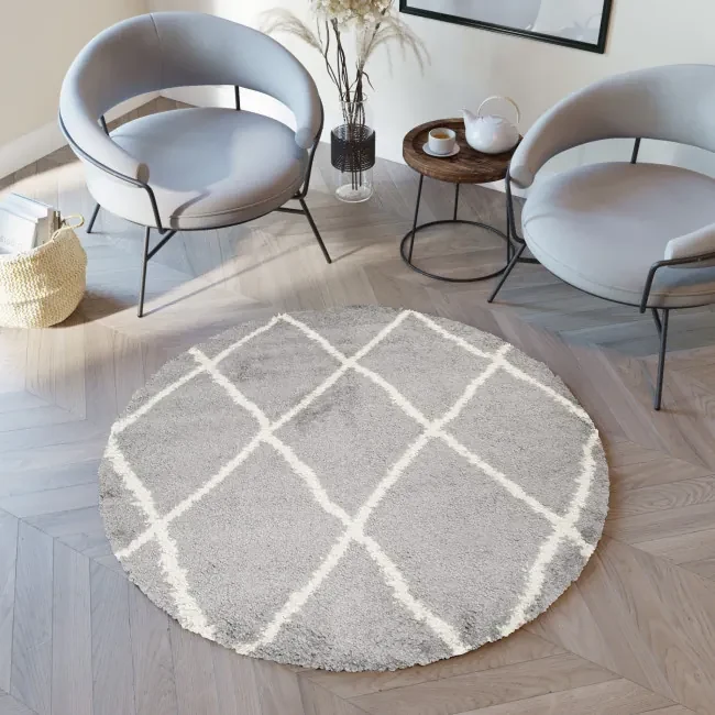 Koberec BOHO L226C tmavosivý / béžový kruh