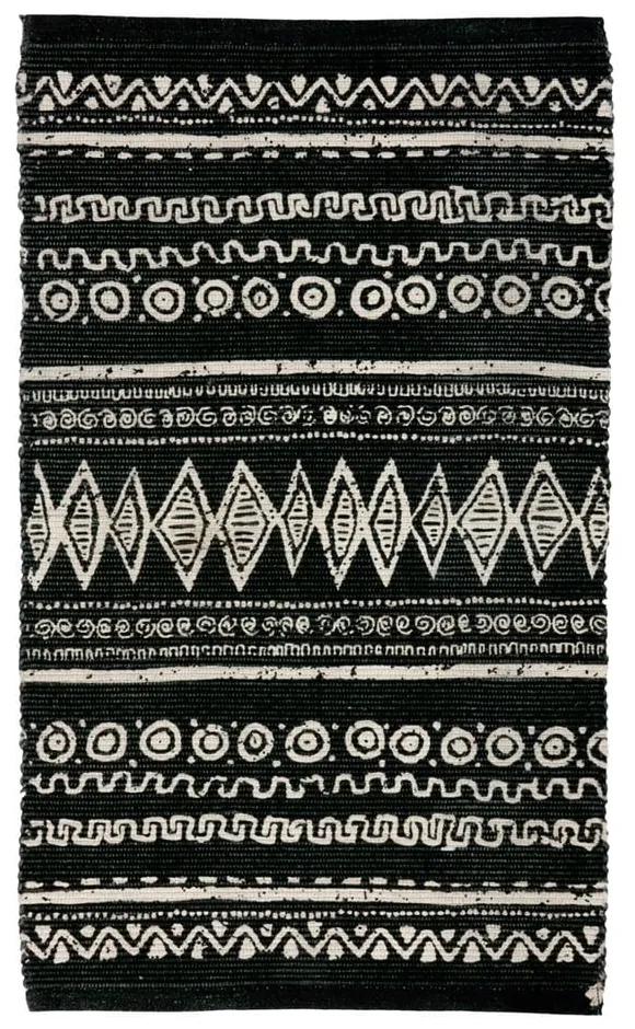 Čierno-biely bavlnený koberec Webtappeti Ethnic, 55 x 110 cm