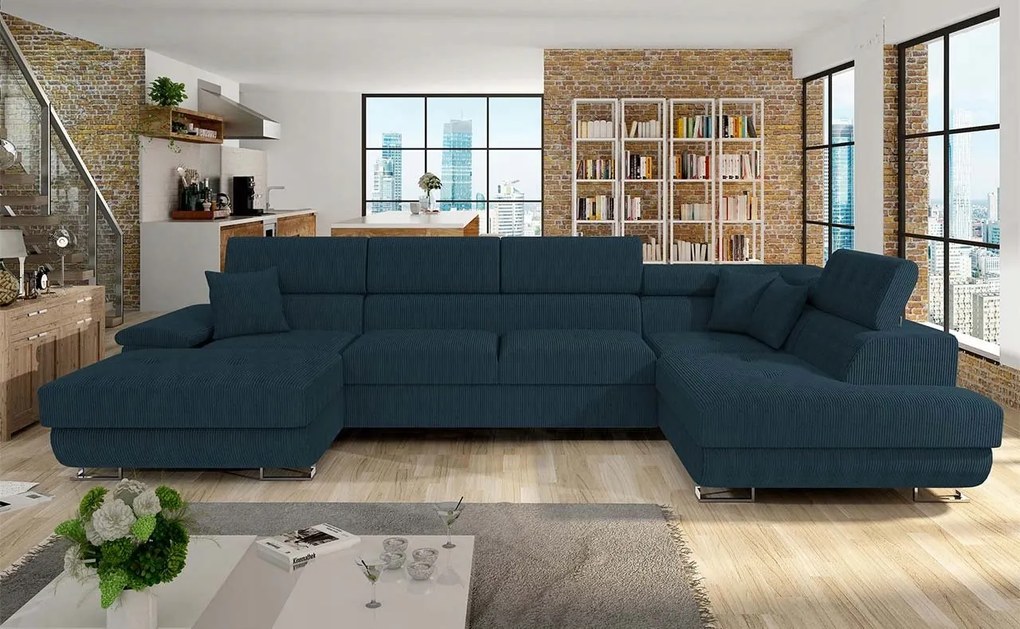 Rohová sedacia súprava U Alphard (kobaltová)