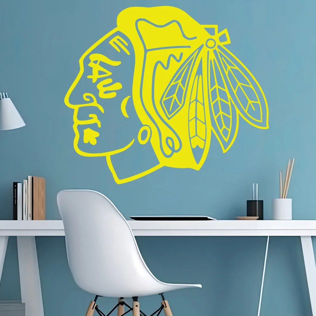 Veselá Stena Samolepka Hokejový tím Chicago Blackhawks Farba: oranžová, Veľkosť: 100 x 87 cm