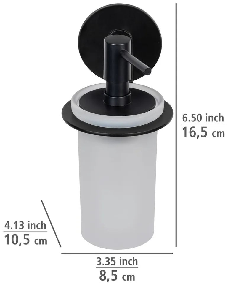 Matne čierny samodržiaci sklenený dávkovač mydla 150 ml Bivio – Wenko