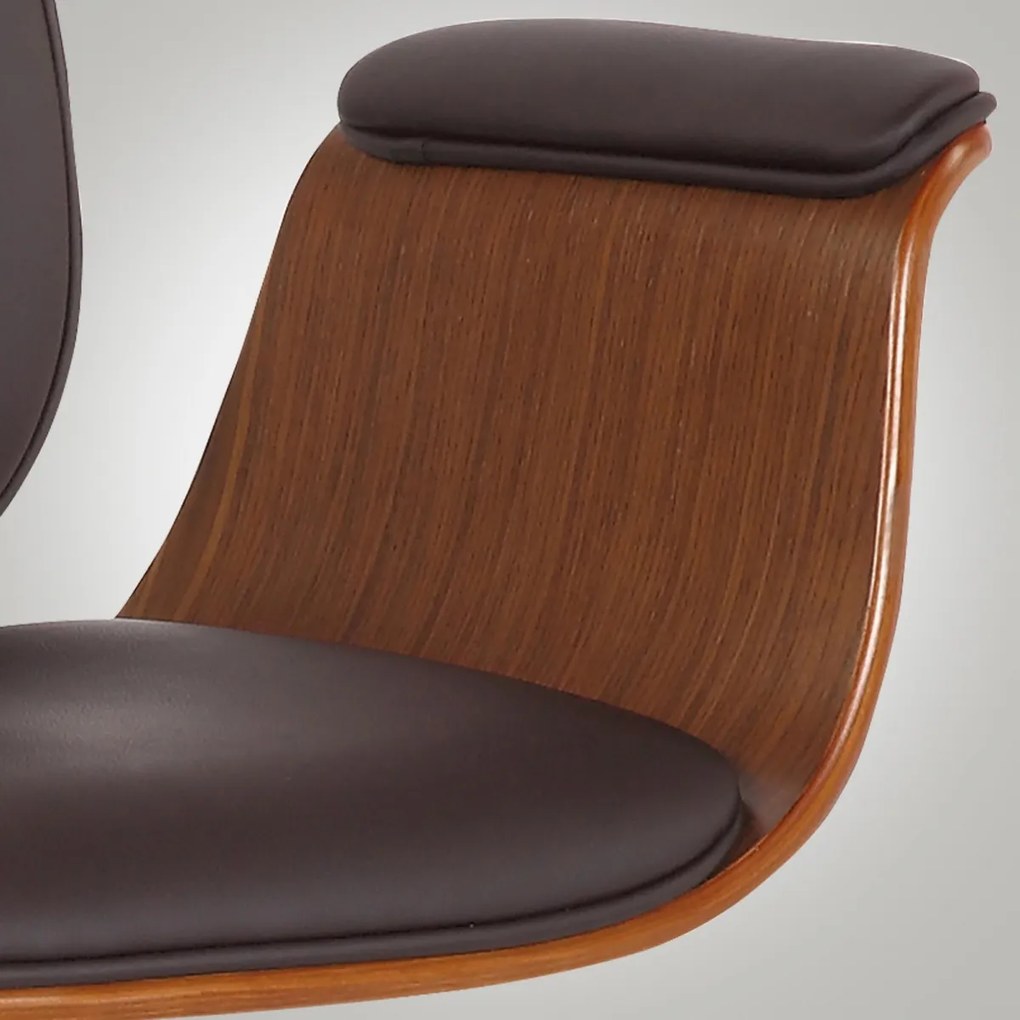 Design-Shop Kancelárska stolička Kemberg - koženka, drevo orech - Hnedá