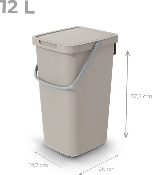 Prosperplast Závesný odpadkový kôš s vekom SYSTEMA Q, 12 l, 26 x 20 x 37,5 cm béžová