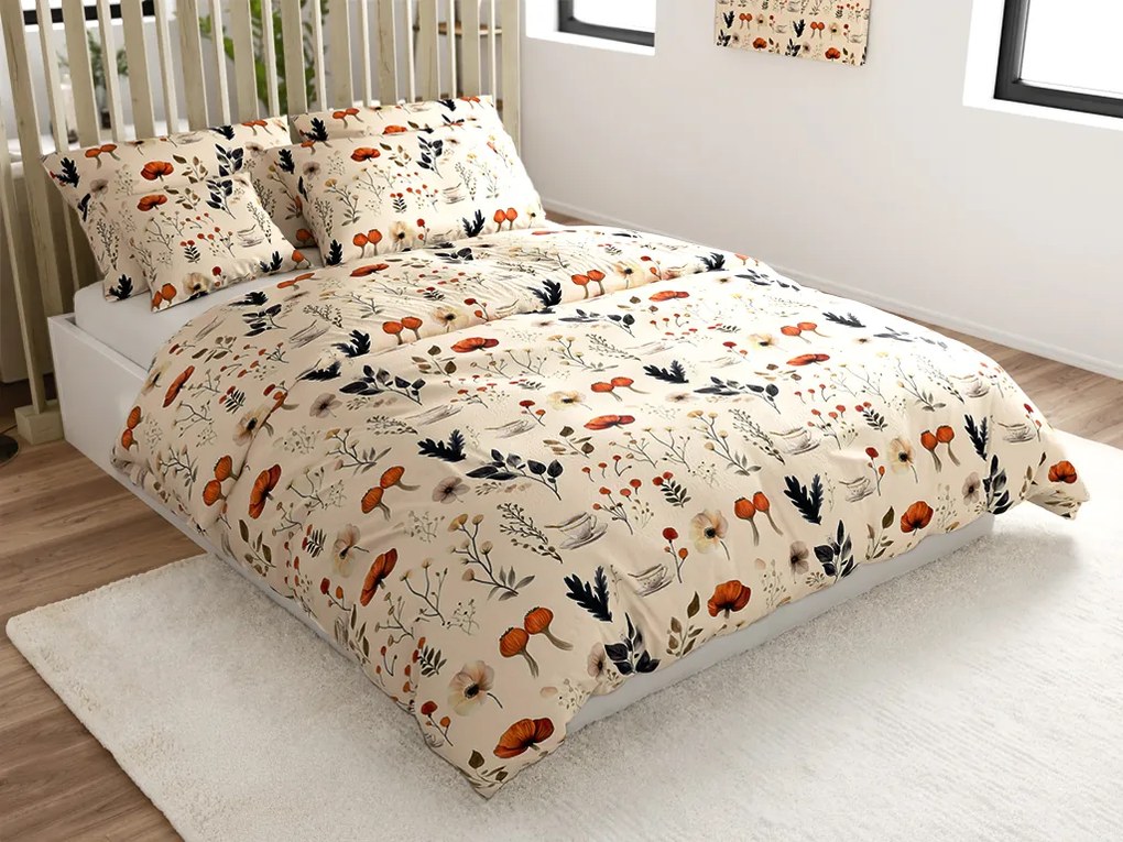 Sada mikroplyšových obliečok PAPAVA krémové + plachta mikroplyš SOFT 90x200 cm biela, jednolôžko