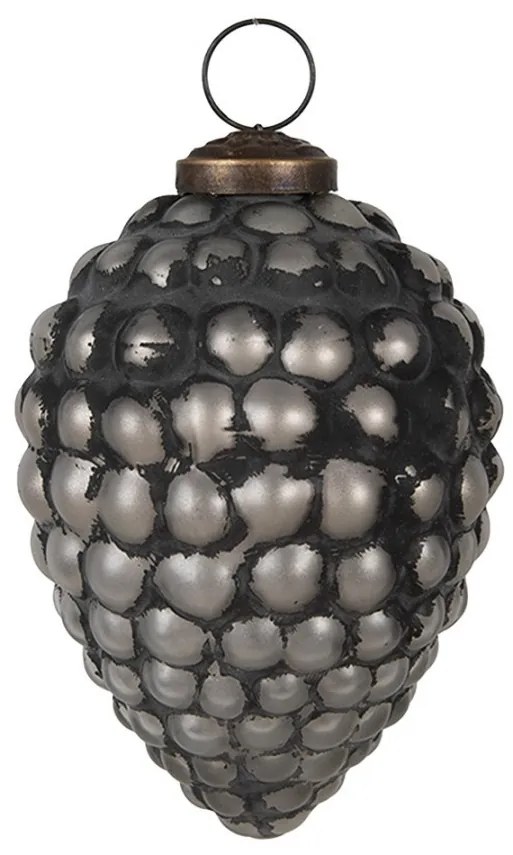 Granitová antik sklenená vianočná ozdoba šiška Noirre - Ø 8*11 cm