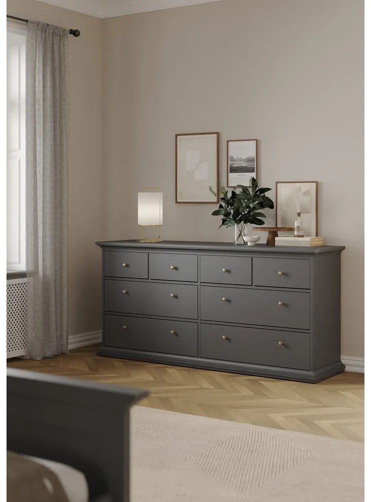 Sivá nízka komoda 183x87 cm Paris – Tvilum