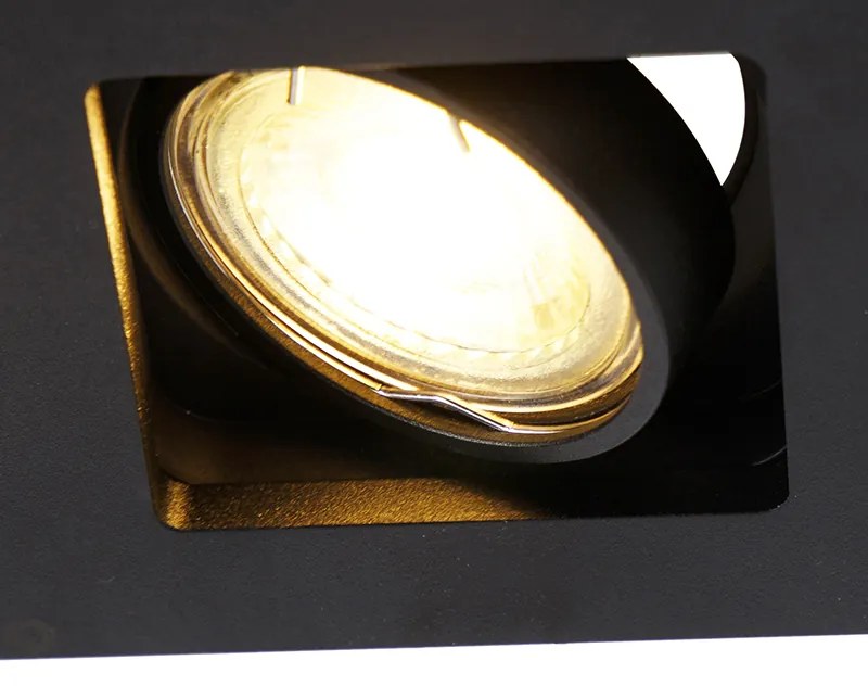 Sada 6 zapustených bodových svetiel čierna obdĺžniková 2-svetelná - Qure