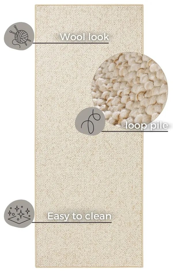 Krémový behúň 80x300 cm Wolly – BT Carpet