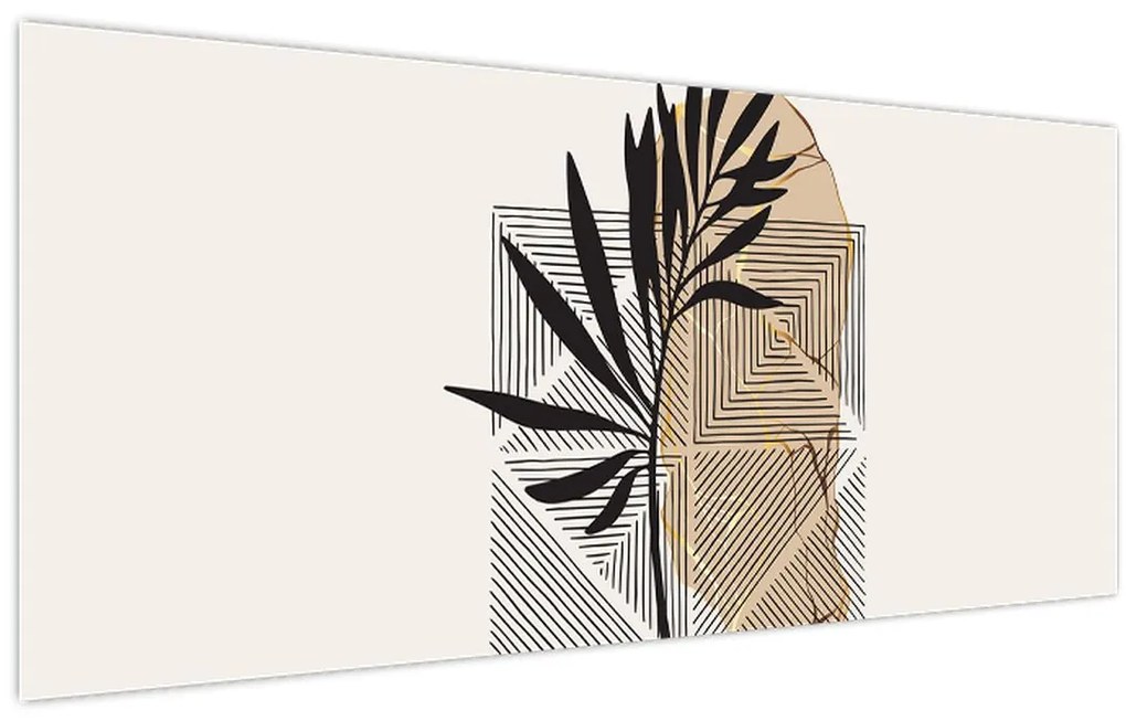 Obraz - Abstrakcia s tropickými listami N⁰1 (120x50 cm)