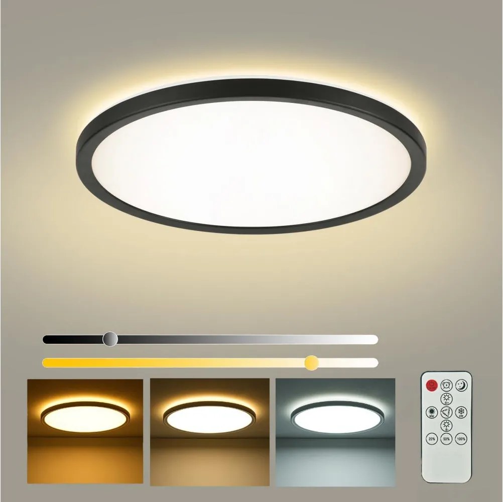 Brilagi - Stmievateľné LED svietidlo ULTRA SLIM LED/24W/230V pr. 42 cm čierna + diaľkové ovládanie