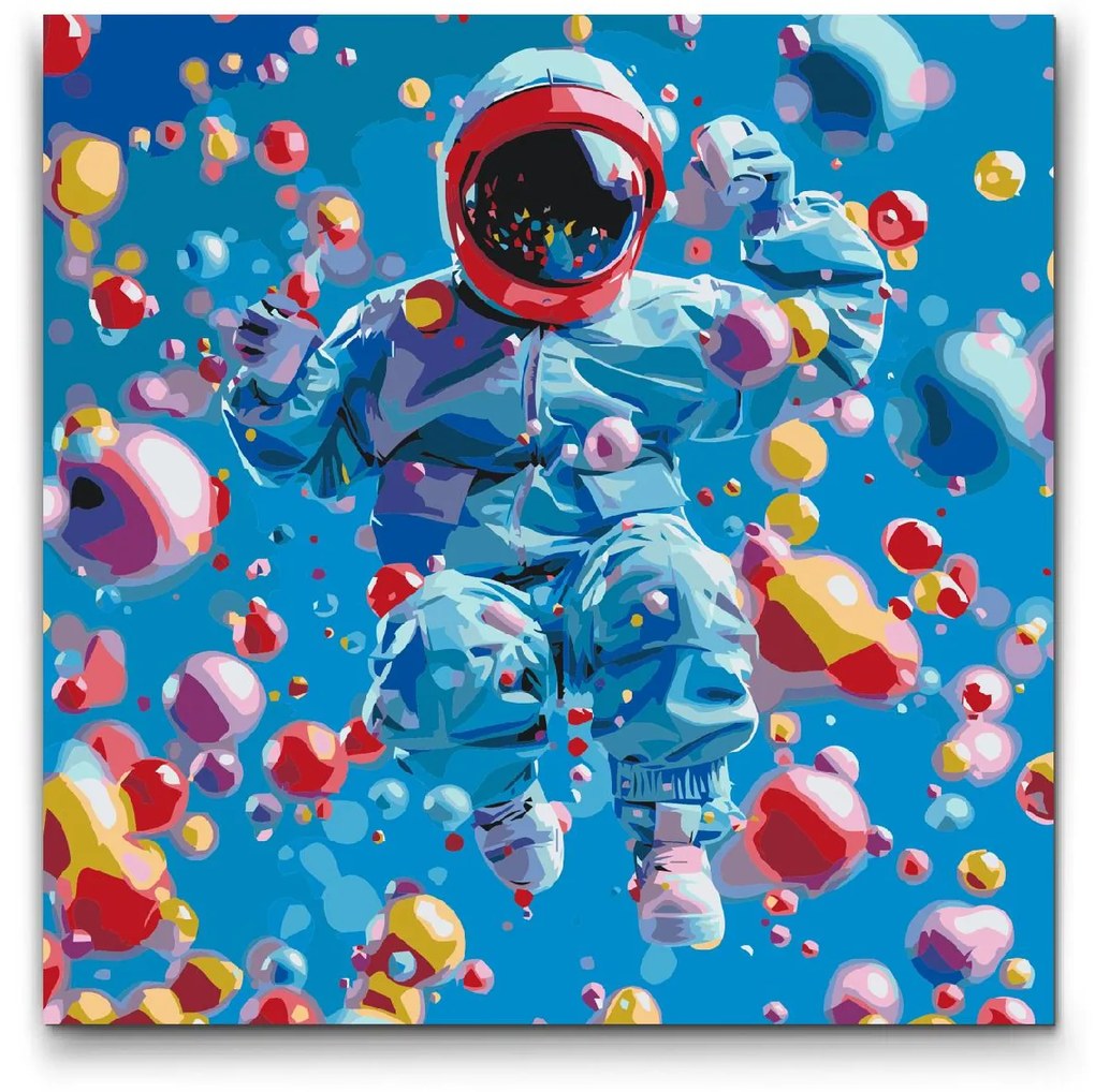 Gario Maľovanie podľa čísel Abstraktný astronaut Rozmery: 50 x 50 cm, Rámovanie: Iba zrolované plátno
