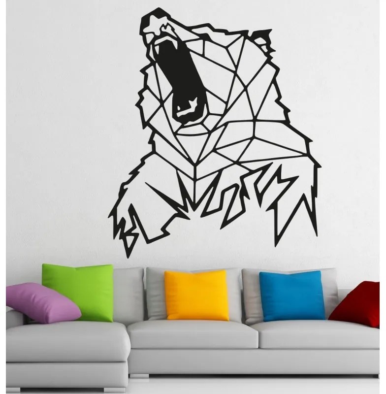 Vyrezávany obraz na stenu z dreva medveď  I 3D HODINY PR0243 HEU+