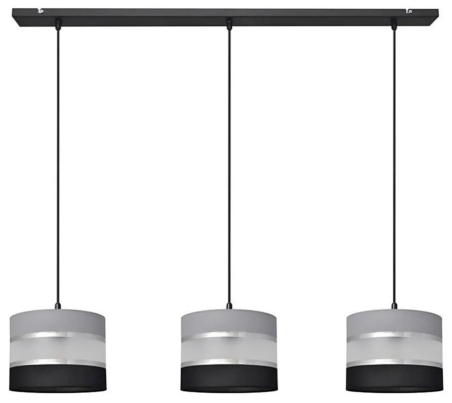 Luster na lanku HELEN 3xE27/15W/230V čierna/šedá/strieborná