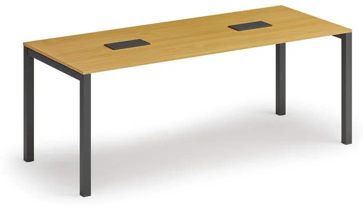 Stôl SQUARE 2000 x 800 x 750, buk + 2x stolná zásuvka TYP V, čierna