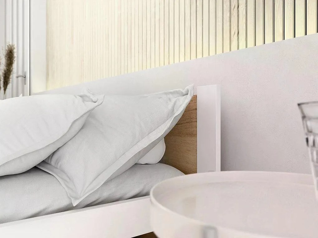 Posteľ IKAROS 80 x 200 cm, biela/dub artisan Rošt: Bez roštu, Matrac: Matrac DELUXE 10 cm