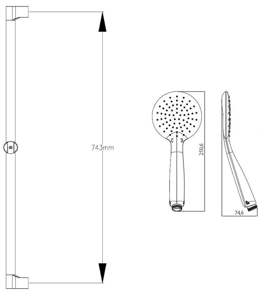 Sapho, WANDA sprchová súprava s mydelničkou, posuvný držiak, 790 mm, chróm, 1202-27