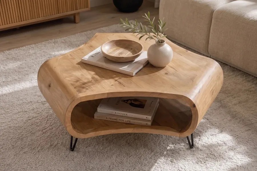Dizajnový konferenčný stolík Lorelei 90 cm prírodné mango