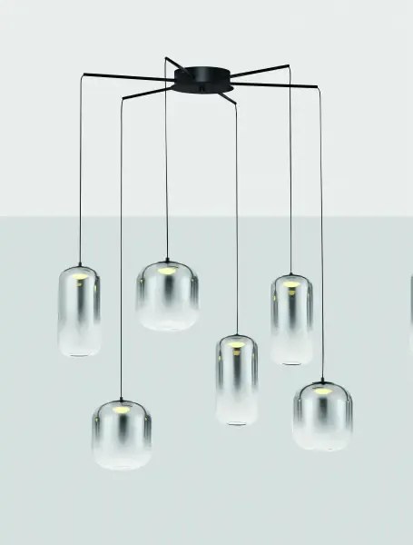 LED čierno-šedý dizajnový luster Aelia 6