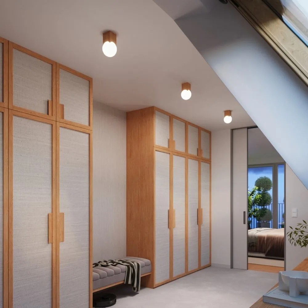 Stropné svietidlo v prírodnej farbe so skleneným tienidlom 12x12 cm Rayer – Sollux