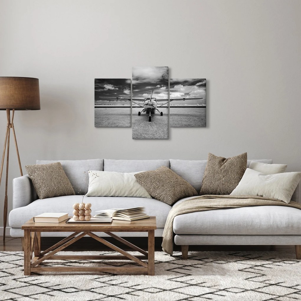 Obraz - Lietadlo čiernobiele (90x60 cm)